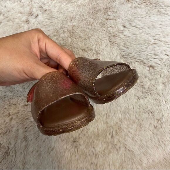 Mini Melissa × Fabula Pink Glitter Jelly Slingback Sandals Toddler Size 6 - Picture 3 of 7